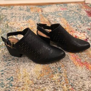 Qupid Black Bootie Mules